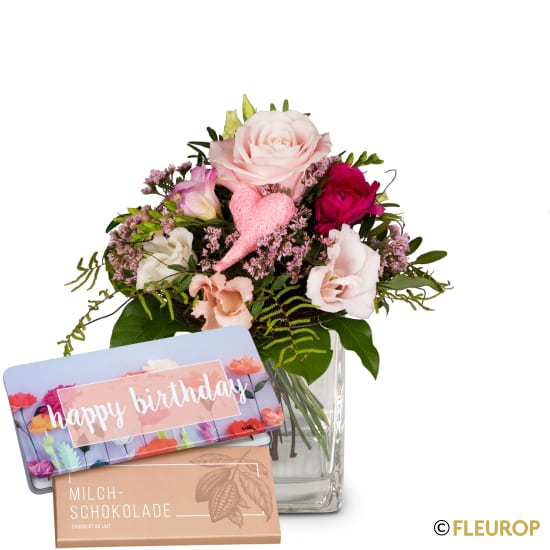 Schmetterlinge im Bauch mit Munz Schoggi-Tafel «Happy Birthday»