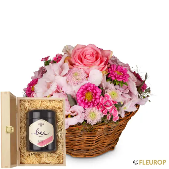 Ein Blumengruss in zarten Farben mit Schweizer Blütenhonig von Bee-Family