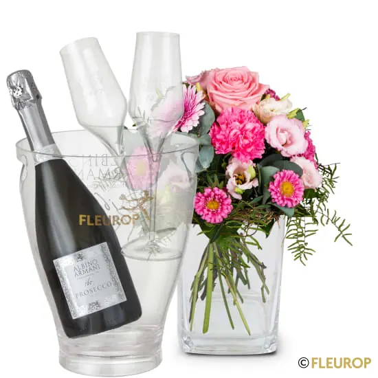 [91072-M] Kleine Prinzessin mit Prosecco Albino Armani DOC (75 cl), inkl. Eiskühler und zwei Flûte-Gläser (Minimum)
