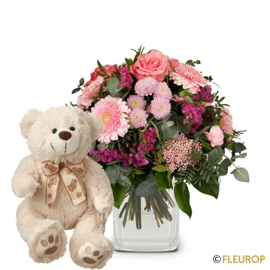 [79982-M] Märchen in Rosa mit Teddybär (Minimum)