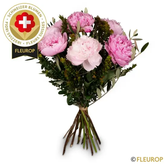 Pfingstrosenstrauss mit Schweizer Blumen