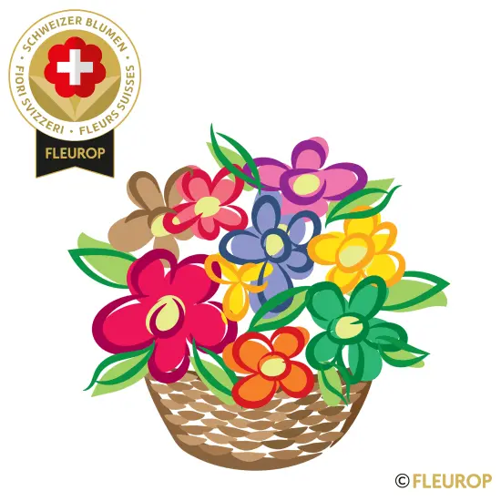 [85314-M] Saisongesteck mit Schweizer Blumen (Minimum)