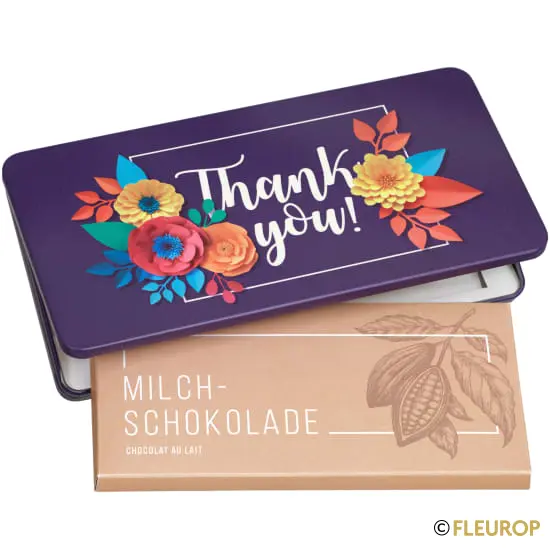 [70337] Milchschokolade von Munz in Geschenkdose «Thank you»