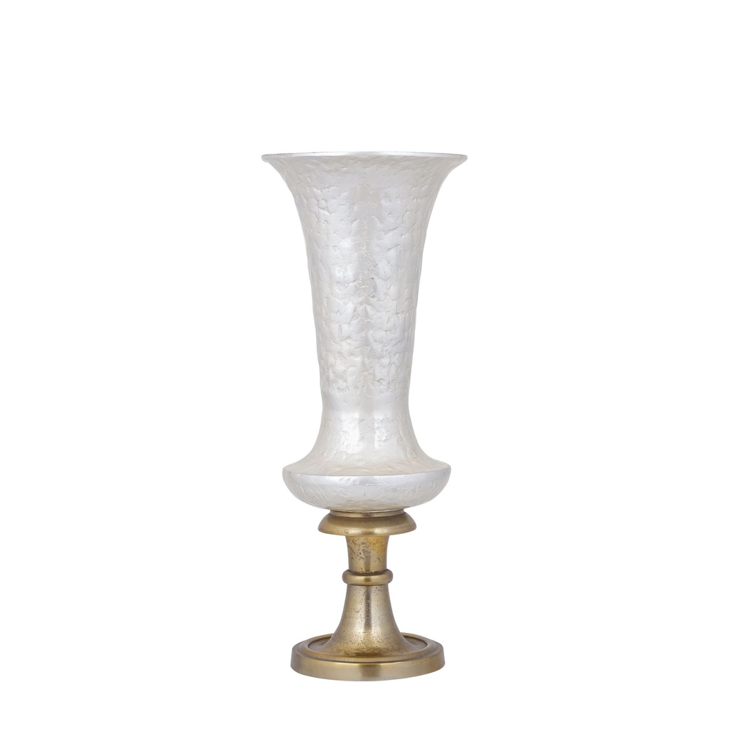 PTMD Lysse White casted alu luxury enamel vase S