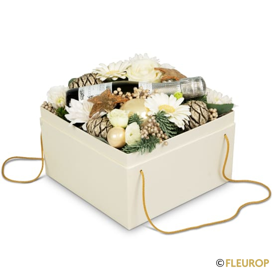 [80888] Blumenbox «Einsiedeln» (20 cm) mit Prosecco Albino Armani DOC (20 cl)