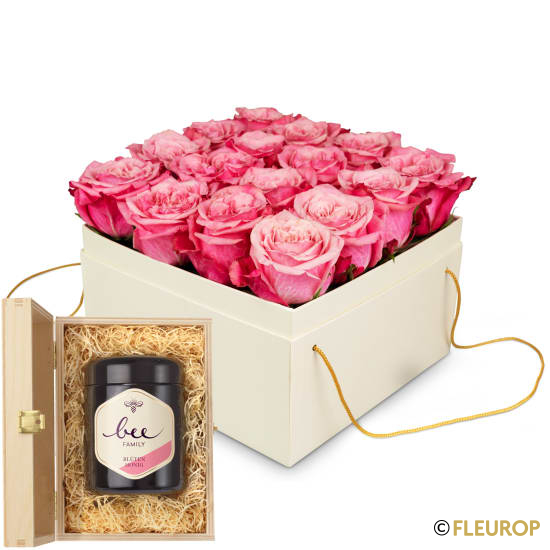 [78450] Blumenbox «Lucerne» (20 cm) mit Schweizer Blütenhonig von Bee-Family
