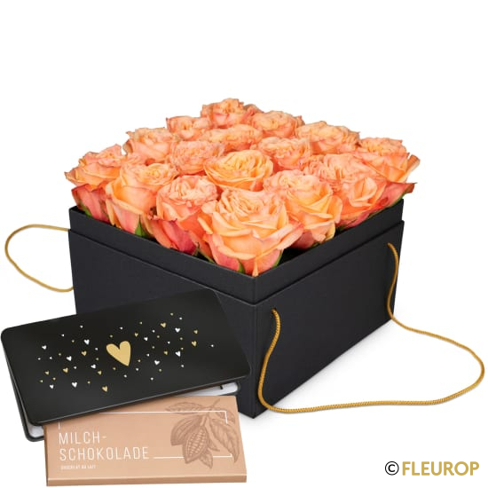 [78413] Blumenbox «Marseille» (20 cm) und Munz Schoggi-Tafel «Heart»