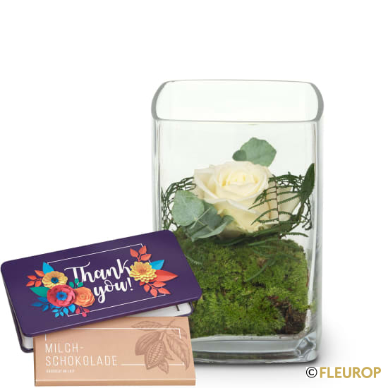 [80806] Edles Grüsschen mit Munz Schoggi-Tafel «Thank you»