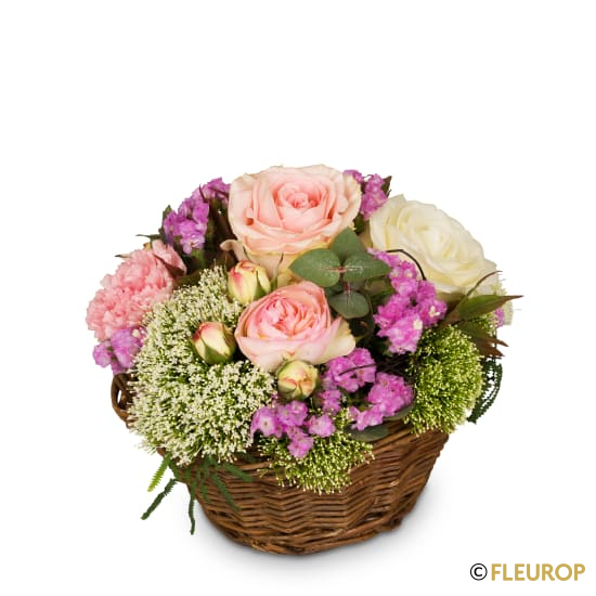 [76457-M] Ein Korb voll Poesie mit Rosen (Minimum)