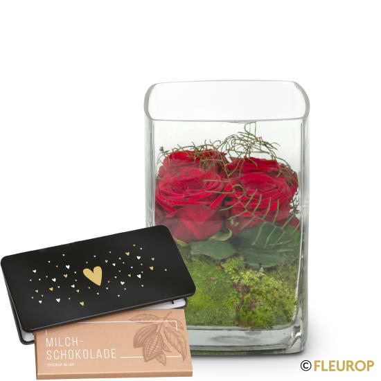 Roses 4 YOU und Munz Schoggi-Tafel «Heart»