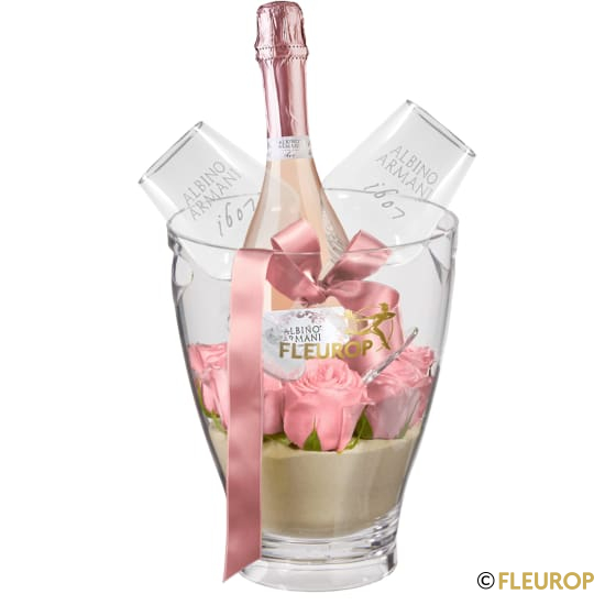 Sweet & Chic mit Prosecco Rosé Albino Armani DOC (75 cl) inkl. Eiskühler und zwei Connaisseur-Gläsern