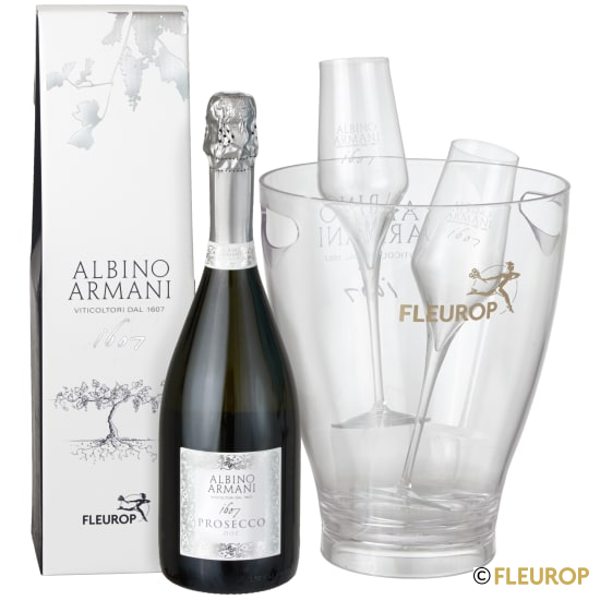Prosecco Albino Armani DOC (75 cl), inkl. Eiskühler und zwei Flûte-Gläser