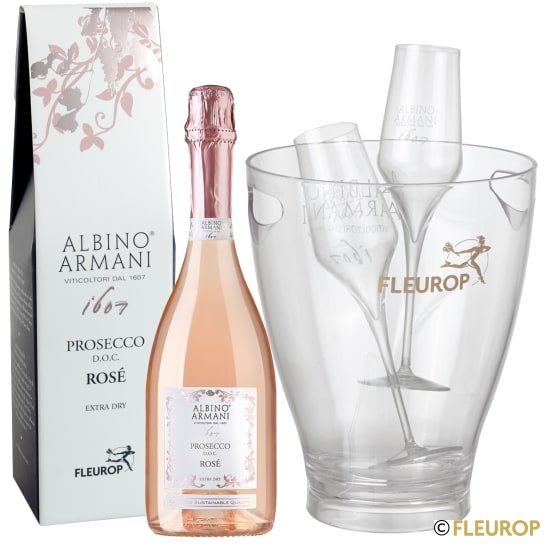 Prosecco Rosé Albino Armani DOC (75 cl), inkl. Eiskühler und zwei Flûte-Gläser