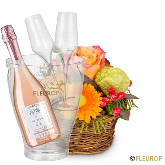 Frühling pur mit Prosecco Rosé Albino Armani DOC (75 cl), inkl. Eiskühler und zwei Flûte-Gläser