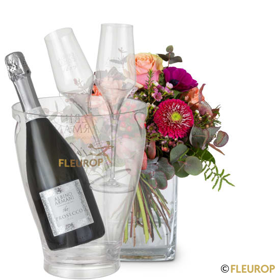 Magie des Frühlings mit Prosecco Albino Armani DOC (75 cl), inkl. Eiskühler und zwei Flûte-Gläser