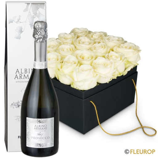[78412] Blumenbox «Florence» (20 cm) mit Prosecco Albino Armani DOC (75 cl)
