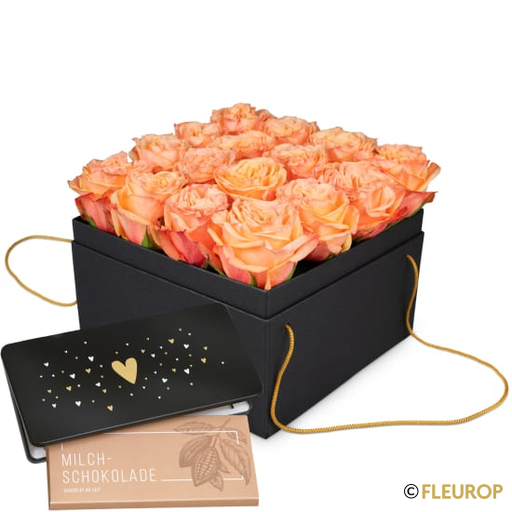 [78413] Blumenbox «Marseille» (20 cm) und Munz Schoggi-Tafel «Heart»