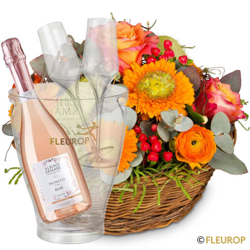 Frühling pur mit Prosecco Rosé Albino Armani DOC (75 cl), inkl. Eiskühler und zwei Flûte-Gläser
