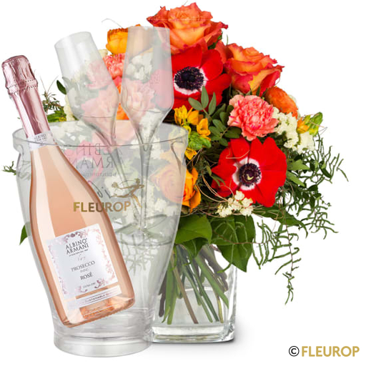 Frühlingsüberraschung mit Prosecco Rosé Albino Armani DOC (75 cl), inkl. Eiskühler und zwei Flûte-Gläser