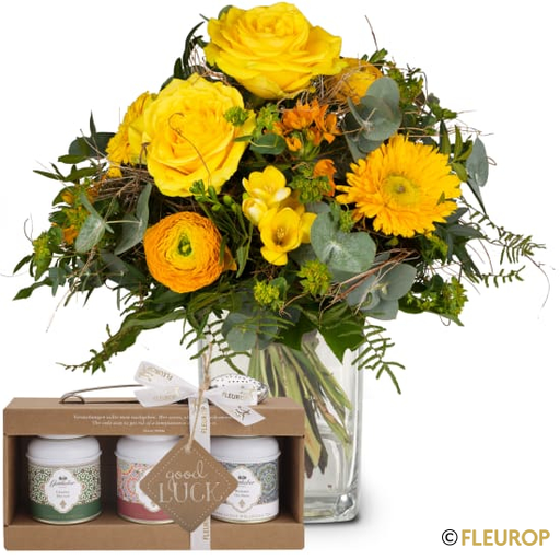 Little Sunshine mit Gottlieber Tee Geschenk-Set und «Good Luck»-Anhänger