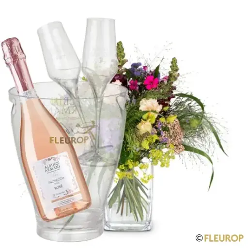 Sommerwiese mit Prosecco Rosé Albino Armani DOC (75 cl), inkl. Eiskühler und zwei Flûte-Gläser